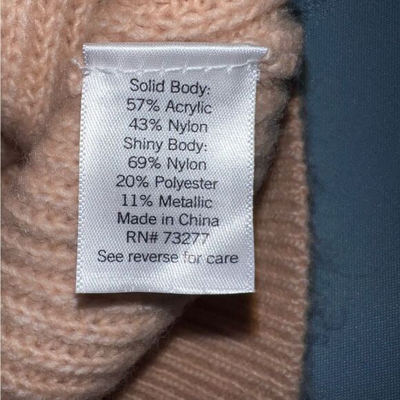 New Nine West Shine Crewneck Sweater Peach Gold Metallic XXL Cozy Warm - Picture 9 of 10